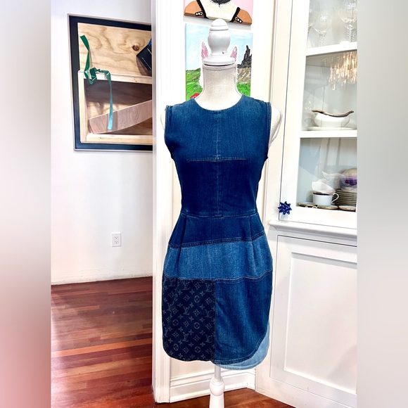 Louis Vuitton Blue Patchwork Denim Dress - Picture 5 of 14